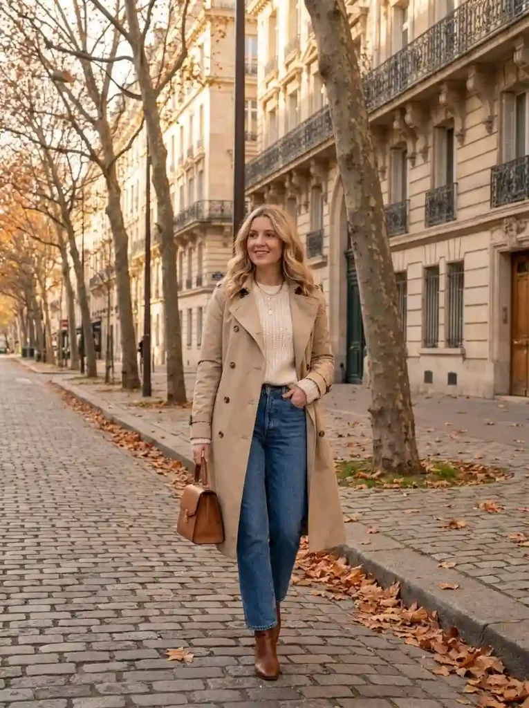 1. The Timeless Beige Trench Coat Look