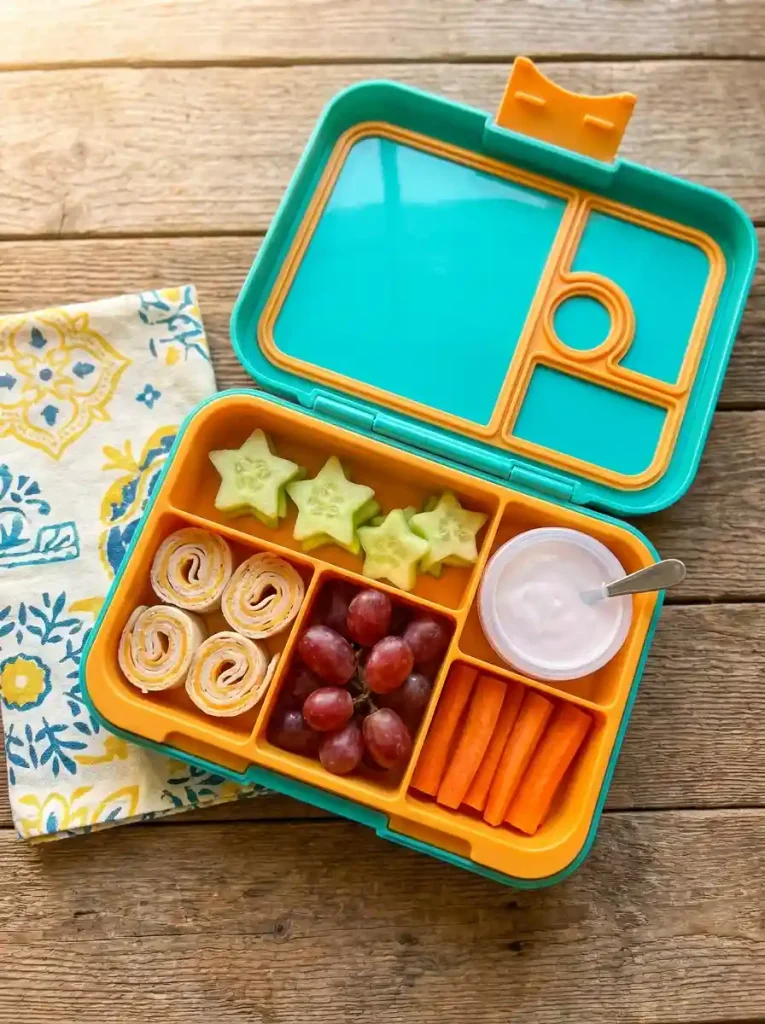 1. Turkey & Cheese Pinwheel Bento