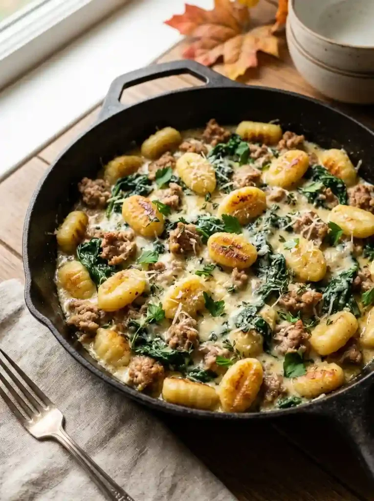 10. Creamy Sausage and Spinach Gnocchi