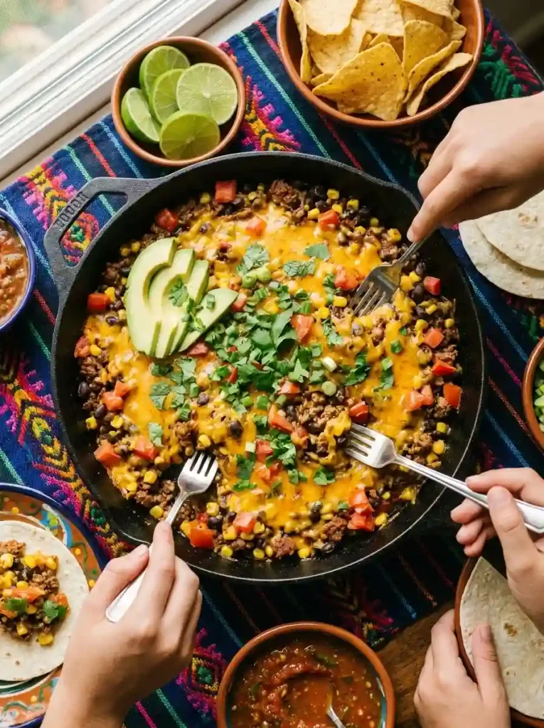 11. Cheesy Ground Beef Taco Skillet