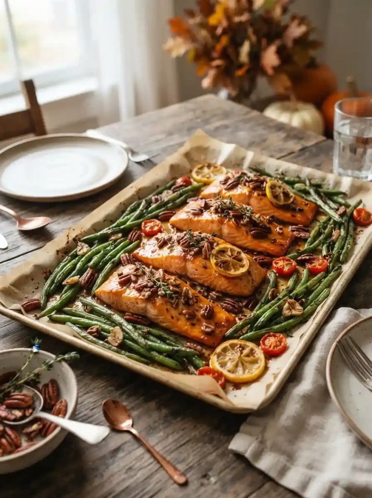 11. Maple Pecan Salmon with Green Beans