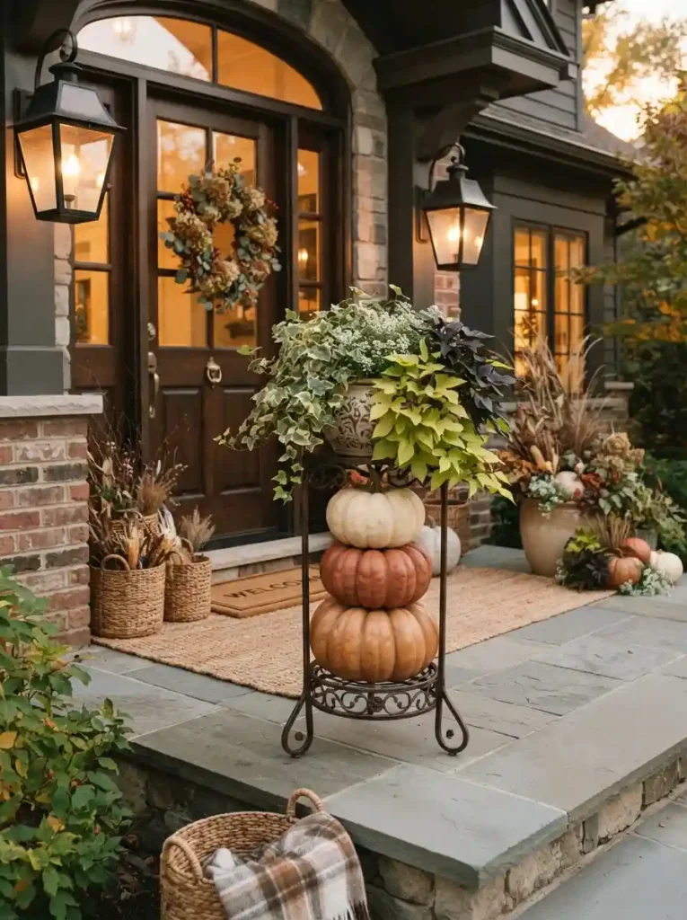 11. Pumpkin Topiary with Trailing Vines