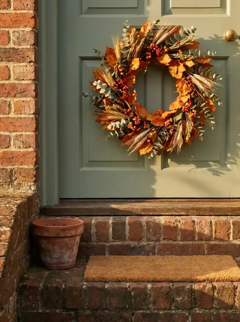 11. Use a Statement Fall Wreath and Bare Steps