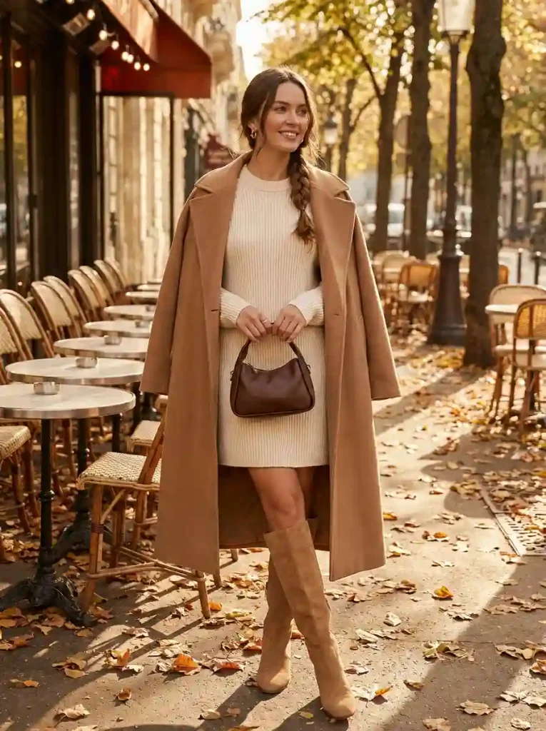 12. Cozy Cream Sweater Dress