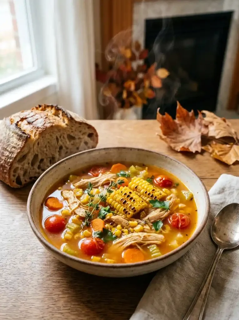 12. Cozy Tomato and Corn Chicken Soup