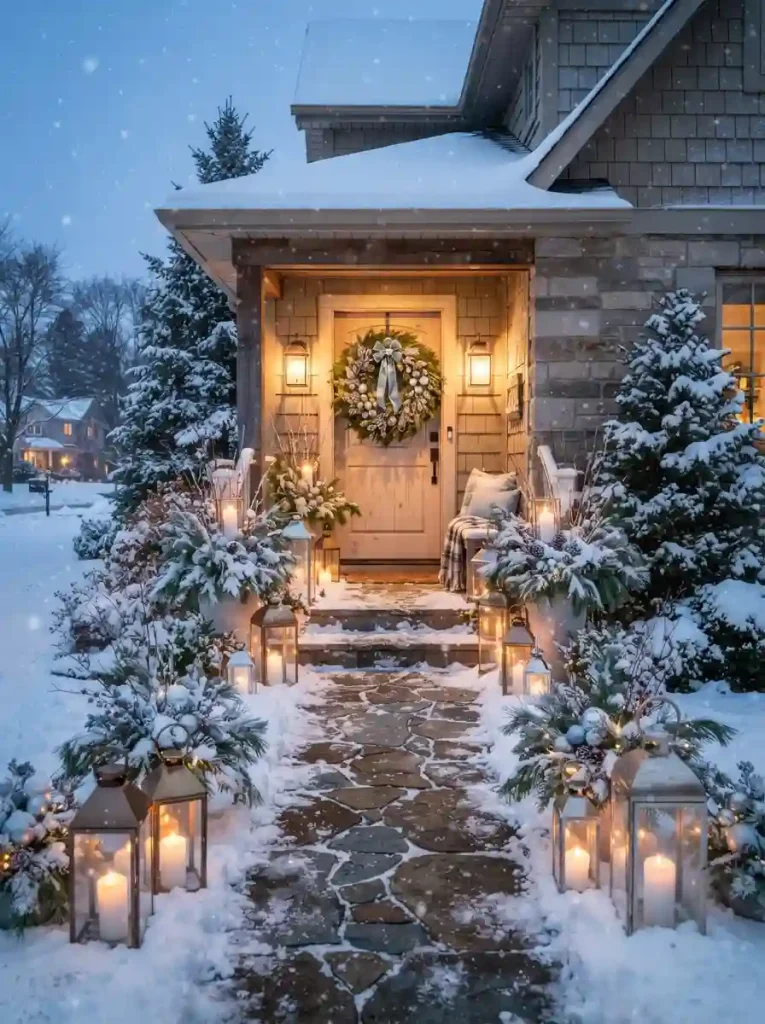 12. Lantern-Lined Winter Walk