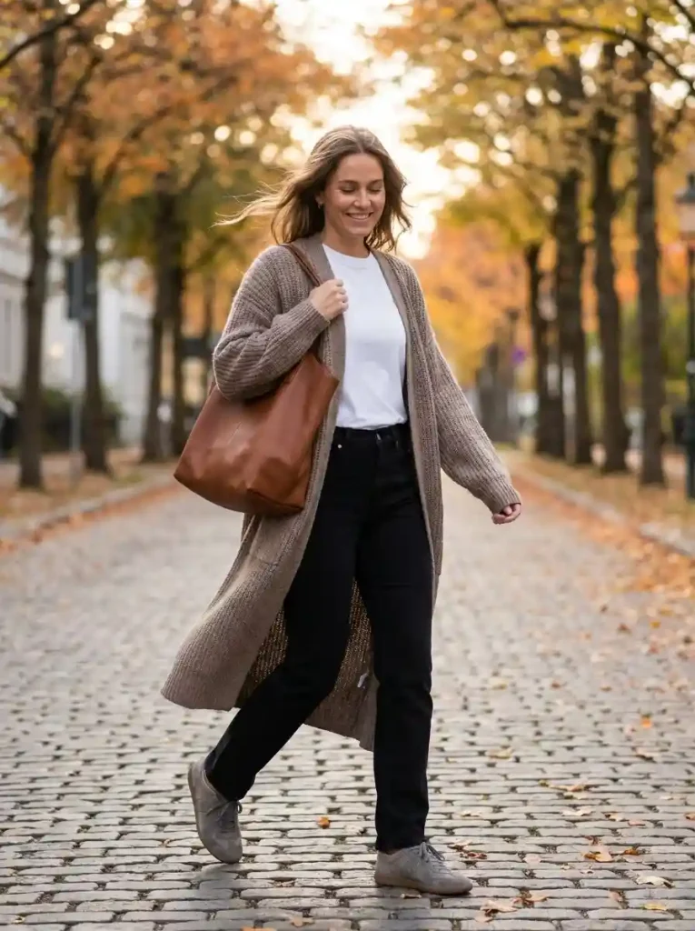 12. Longline Cardigan with Everyday Casual Basics