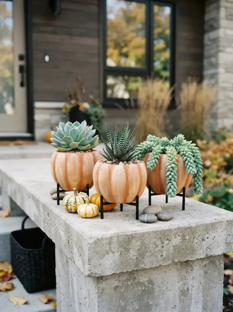 12. Terracotta Pumpkin Succulent Trio