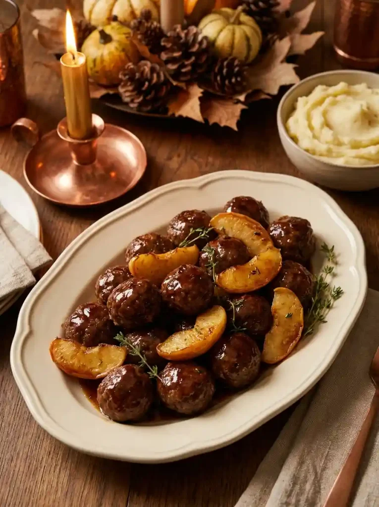 13. Apple Cider Glazed Meatballs