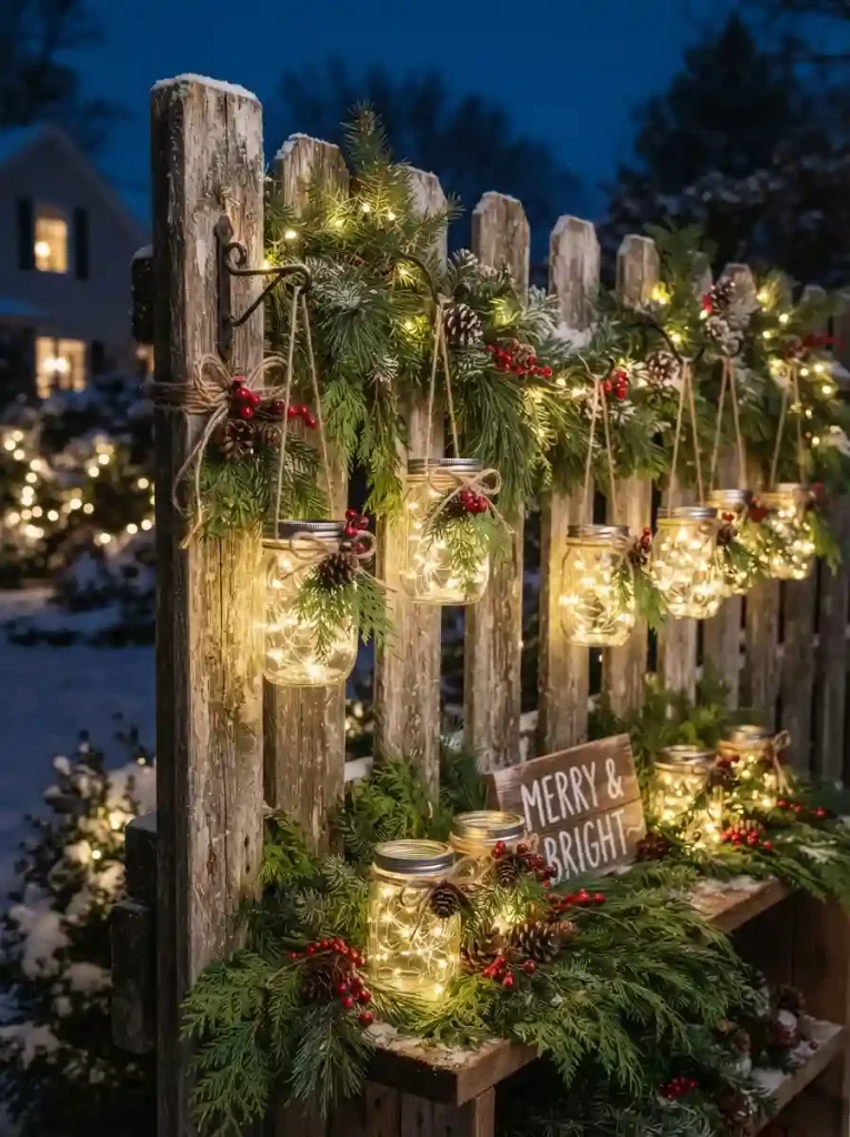 13. DIY Mason Jar Lights With Holiday Charm