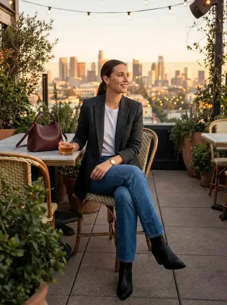14. Blazer, Tee & Ankle Boots