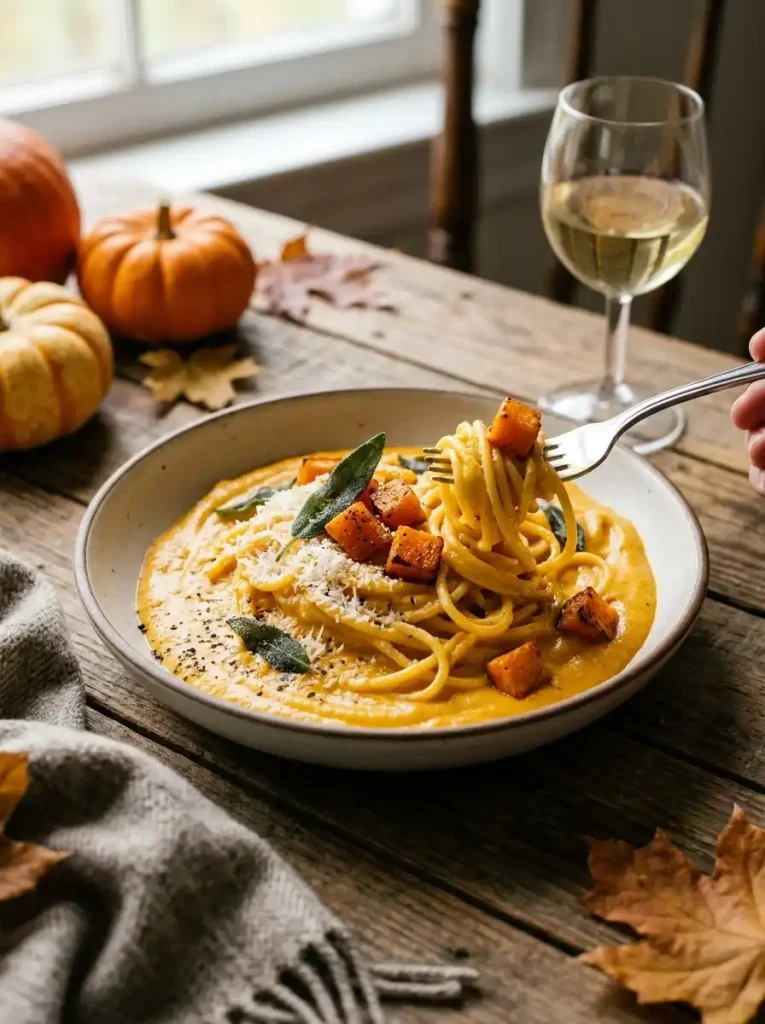 14. Creamy Pumpkin Alfredo Pasta