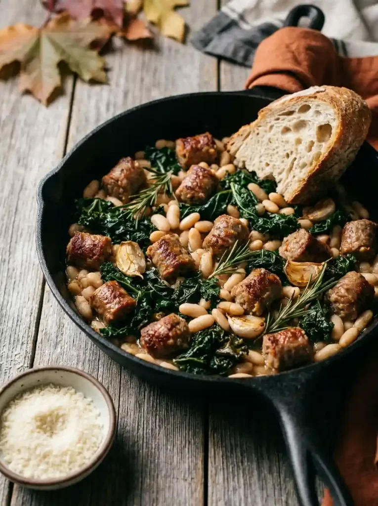14. Rustic Sausage and White Bean Skillet