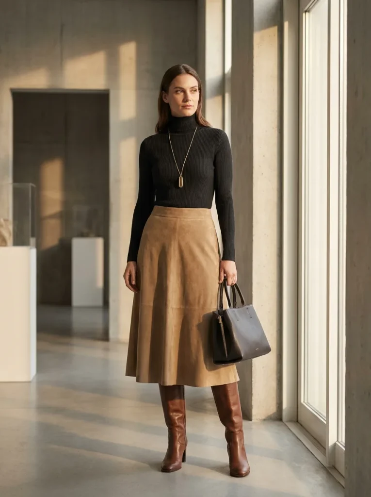 14. The Tan Midi Skirt