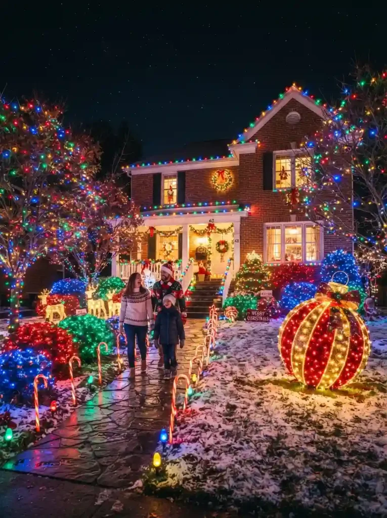15. Colorful Lights for a Joyful Christmas Yard