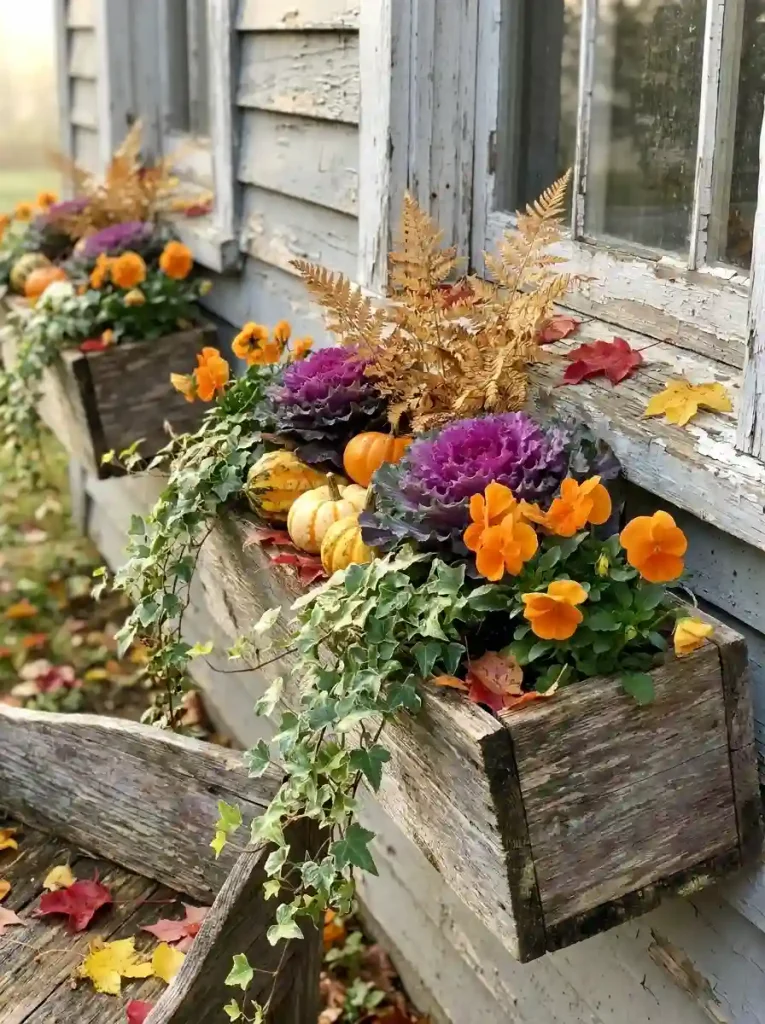 15. Colorful Window Box Autumn Garden