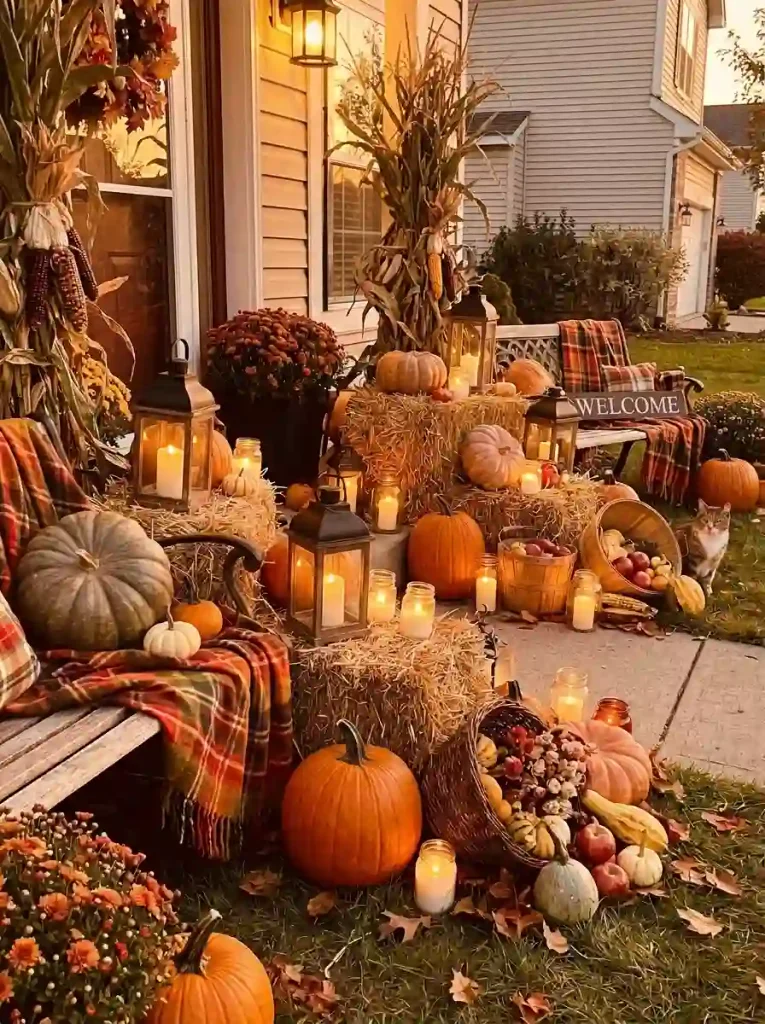 15. Hay Bale Harvest Lantern Scene