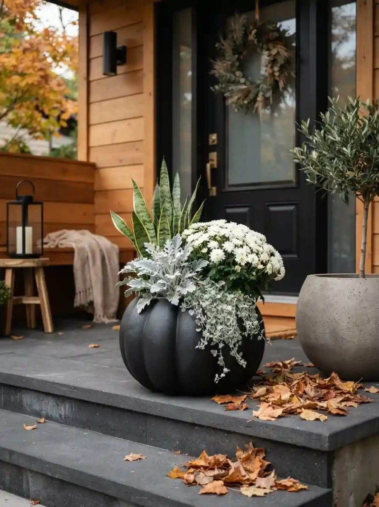 16. Modern Black Pumpkin Planter