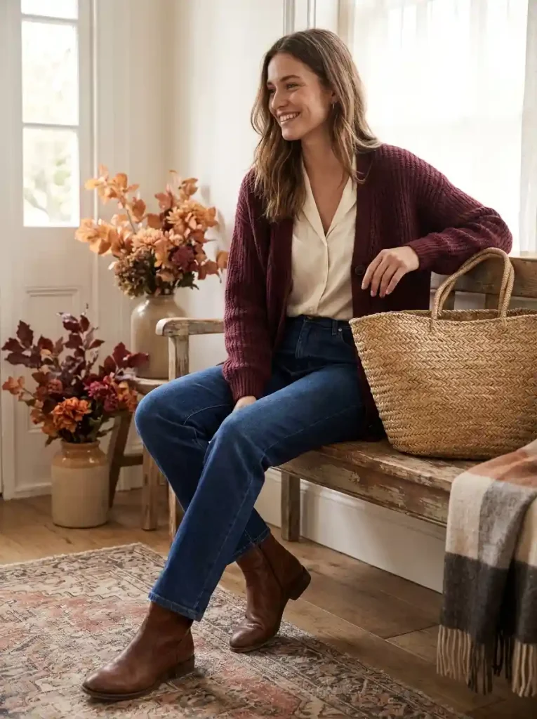 16. The Burgundy Cardigan