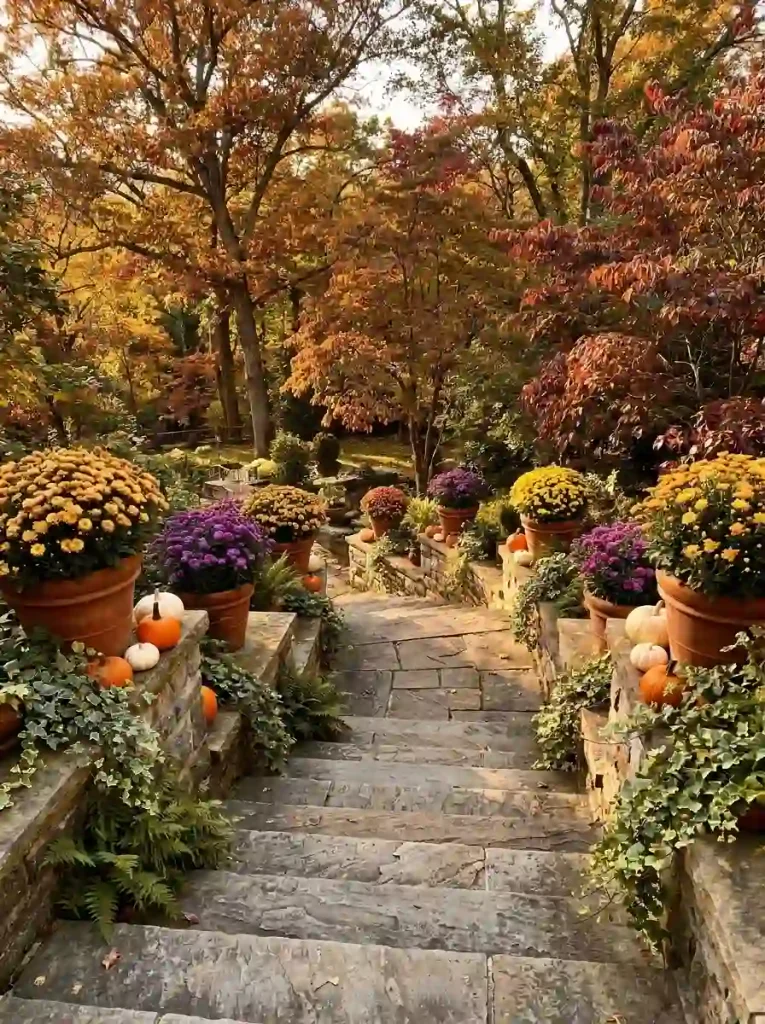 17. Tiered Garden Steps With Seasonal Planters