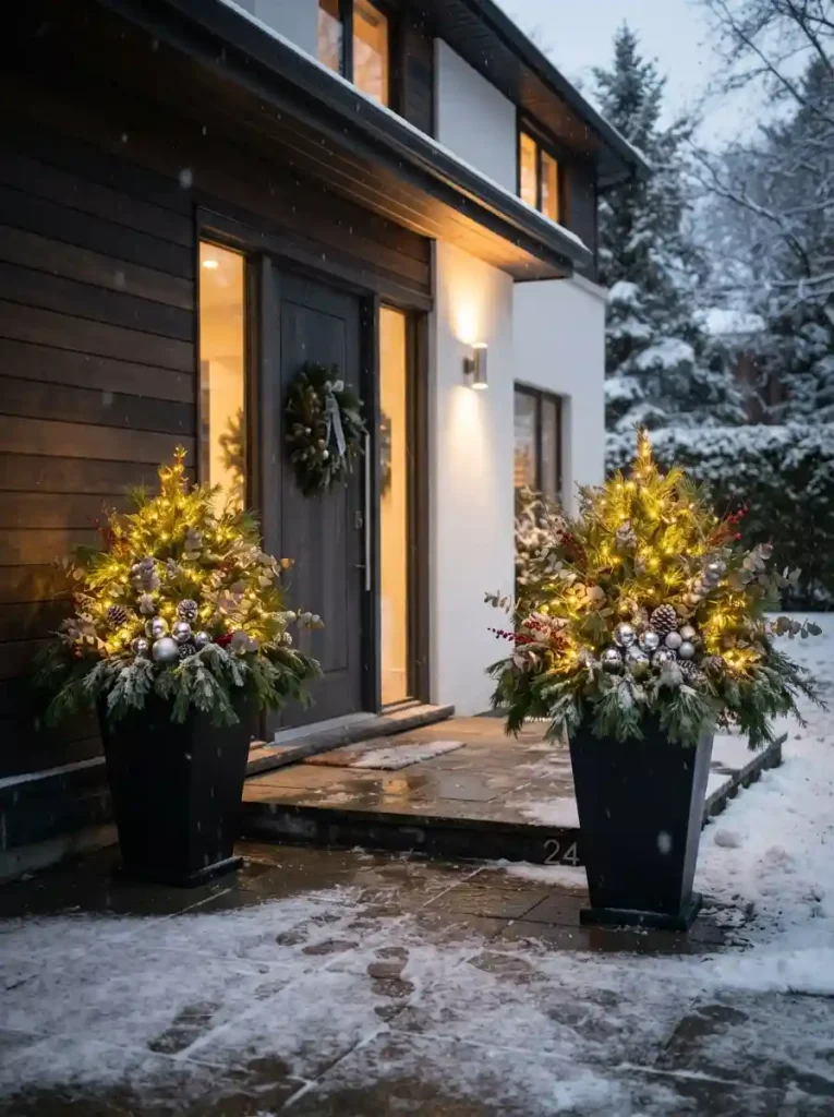18. Glowing Planters for a Chic Entry