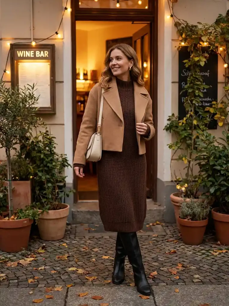 19. Chocolate Dress & Tall Boots