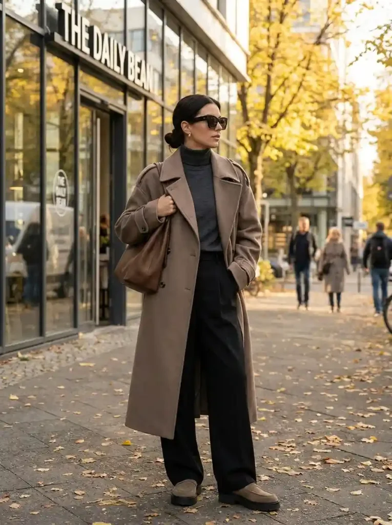 2. The Effortlessly Cool Oversized Neutral Trench