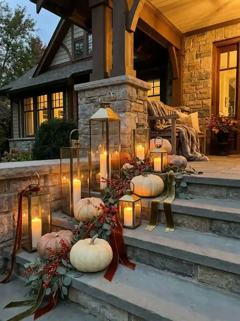 20. Elegant Layered Outdoor Lantern Display