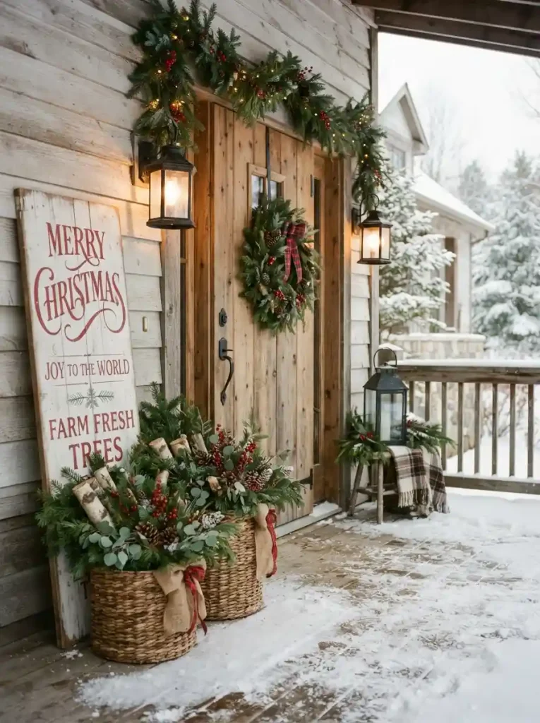 20. Wooden Sign and Fir Baskets