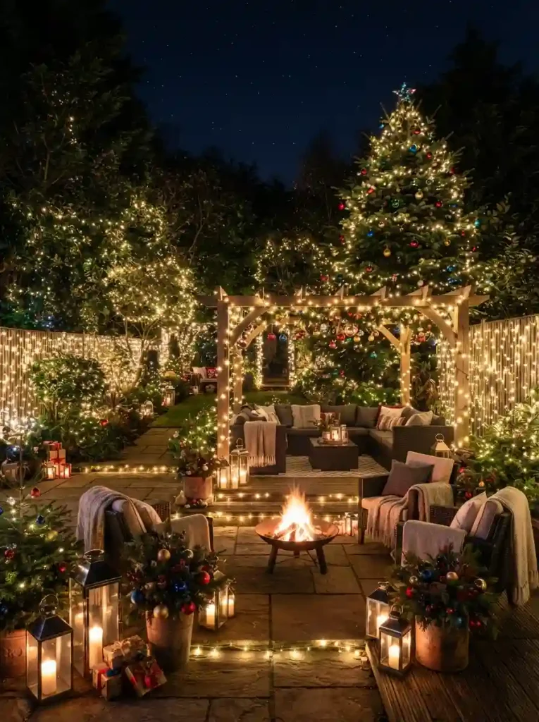 21. A Backyard Christmas Glow That Feels Magical