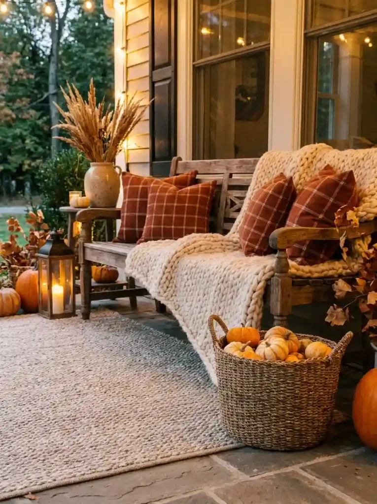 3. Cozy Up a Bench With Fall Layers