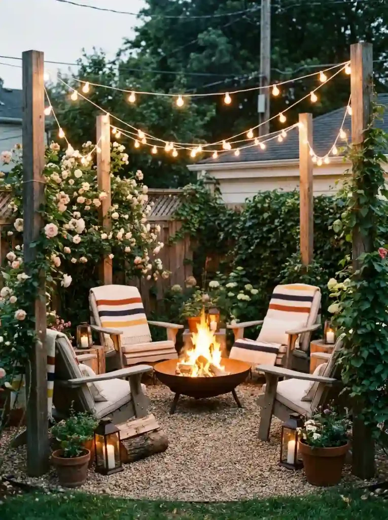 3. Hang Warm String Lights Overhead