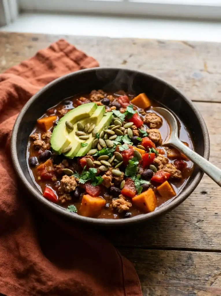 3. Smoky Turkey & Sweet Potato Chili