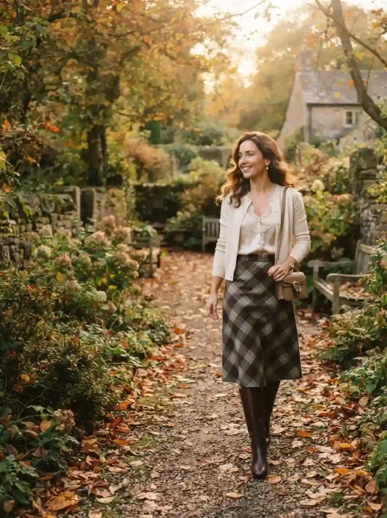3. The Feminine Plaid Midi Skirt Moment