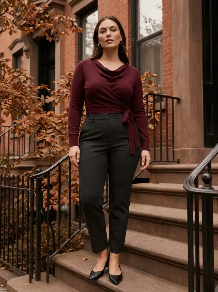 3. The Waist-Defining Wrap Knit