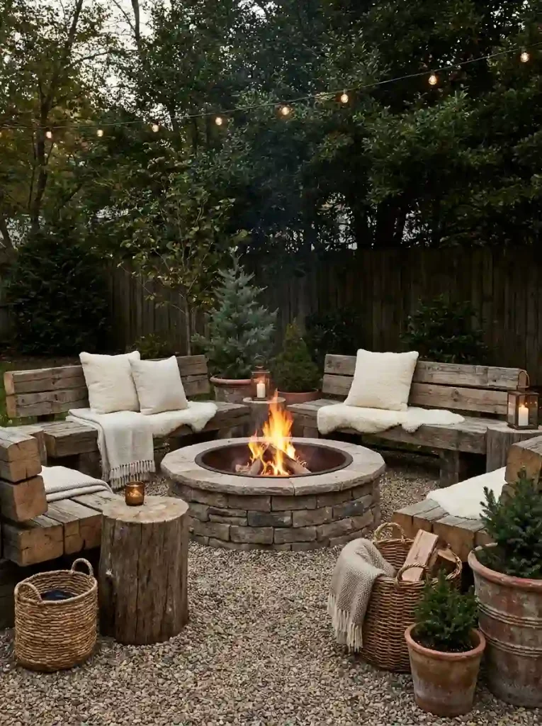 4. Build a Rustic Wood and Stone Corner