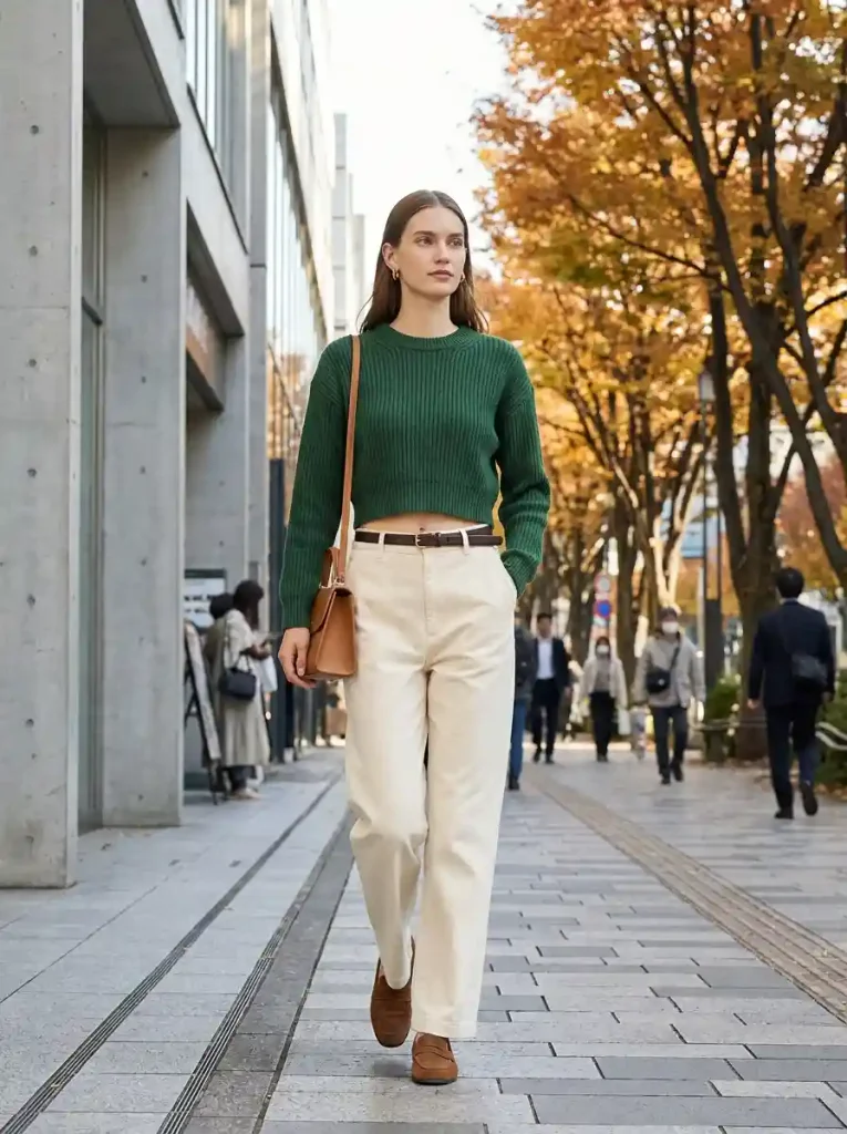 4. Chic Cropped Sweater Styling