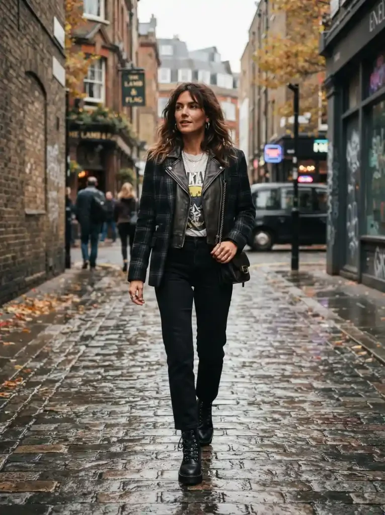 4. Downtown Plaid Leather Jacket Edge