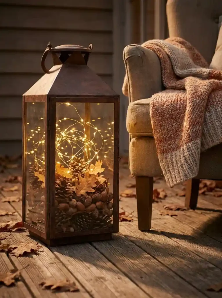 4. Fairy Light and Pinecone Lanterns