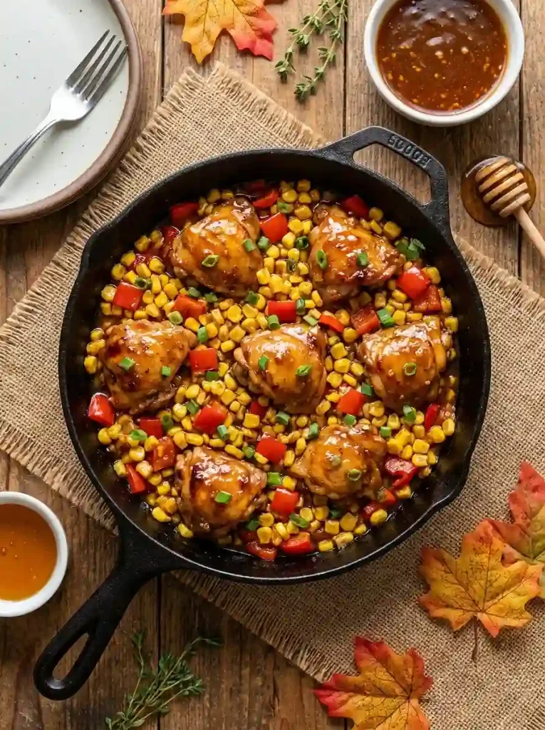 4. Honey Garlic Chicken and Corn Skillet