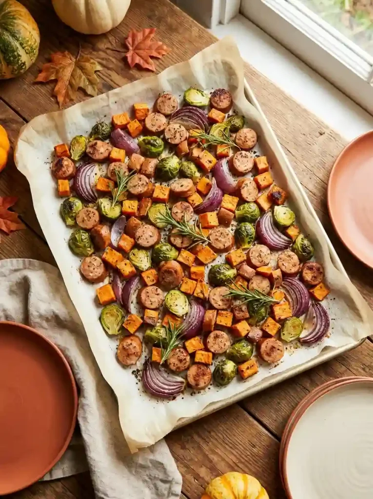4. Sheet-Pan Sausage and Sweet Potatoes