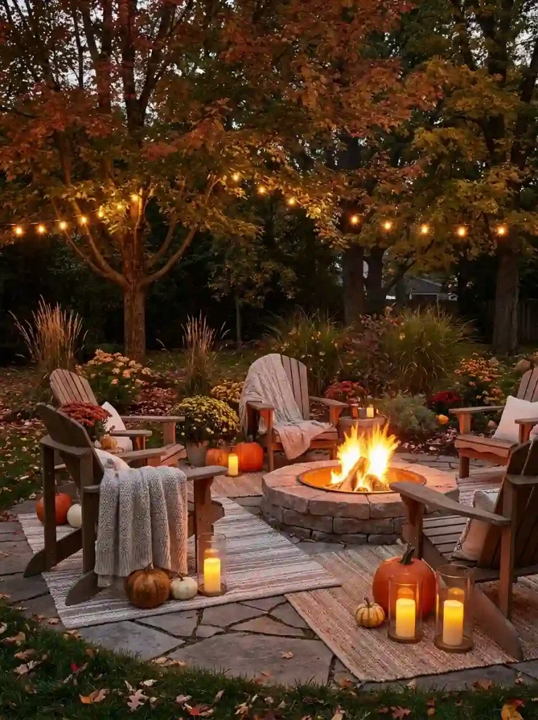 5. Cozy Backyard Fire Pit Garden Retreat