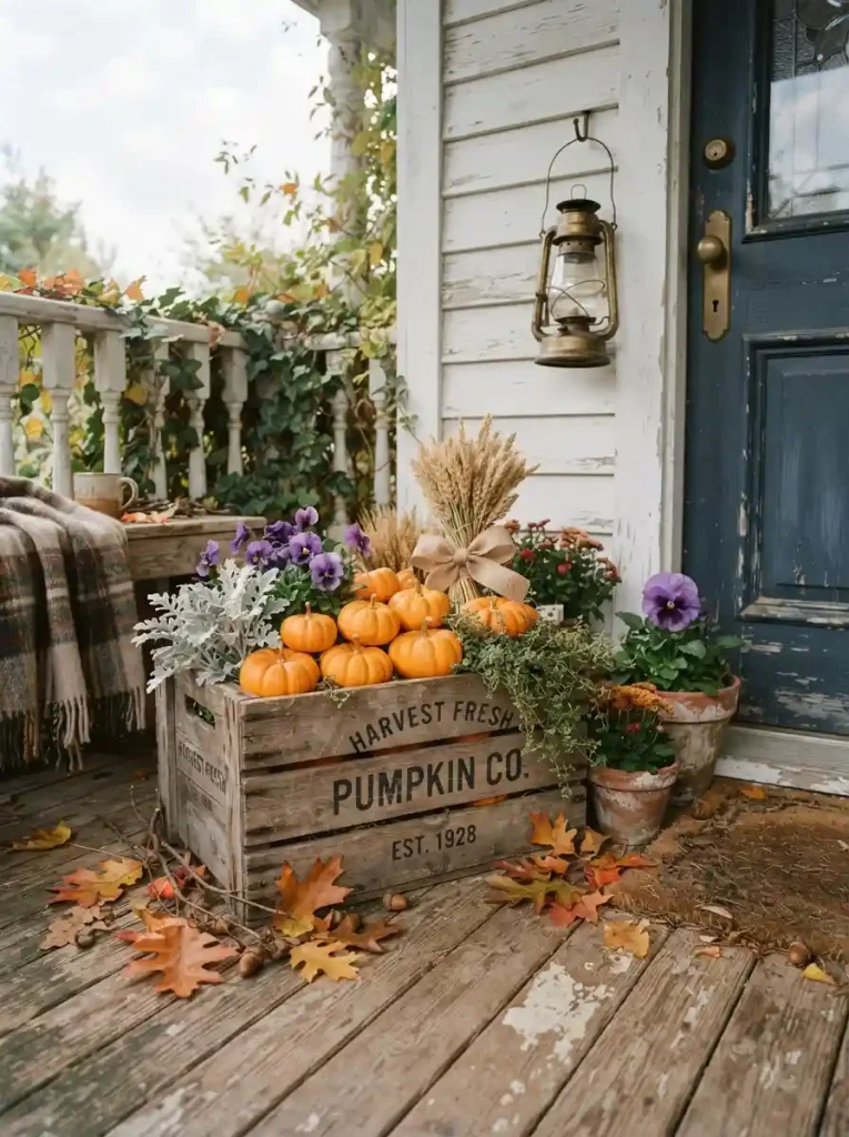 5. Vintage Crate Pumpkin Garden