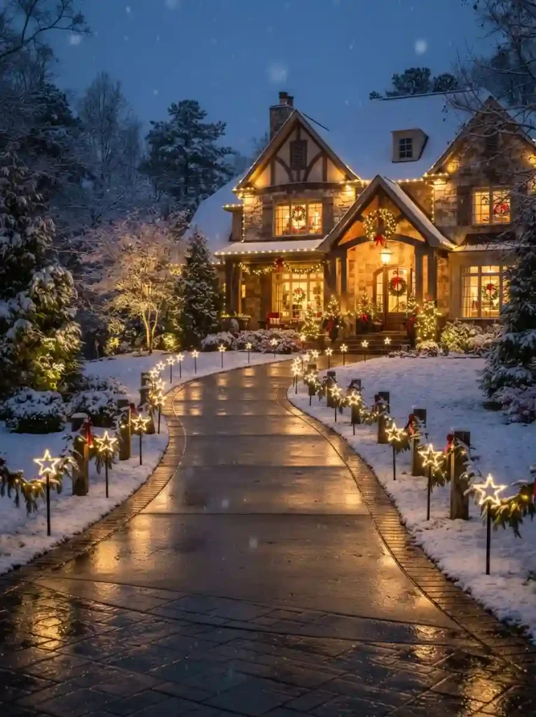 6. Driveway Lights That Welcome Holiday Guests