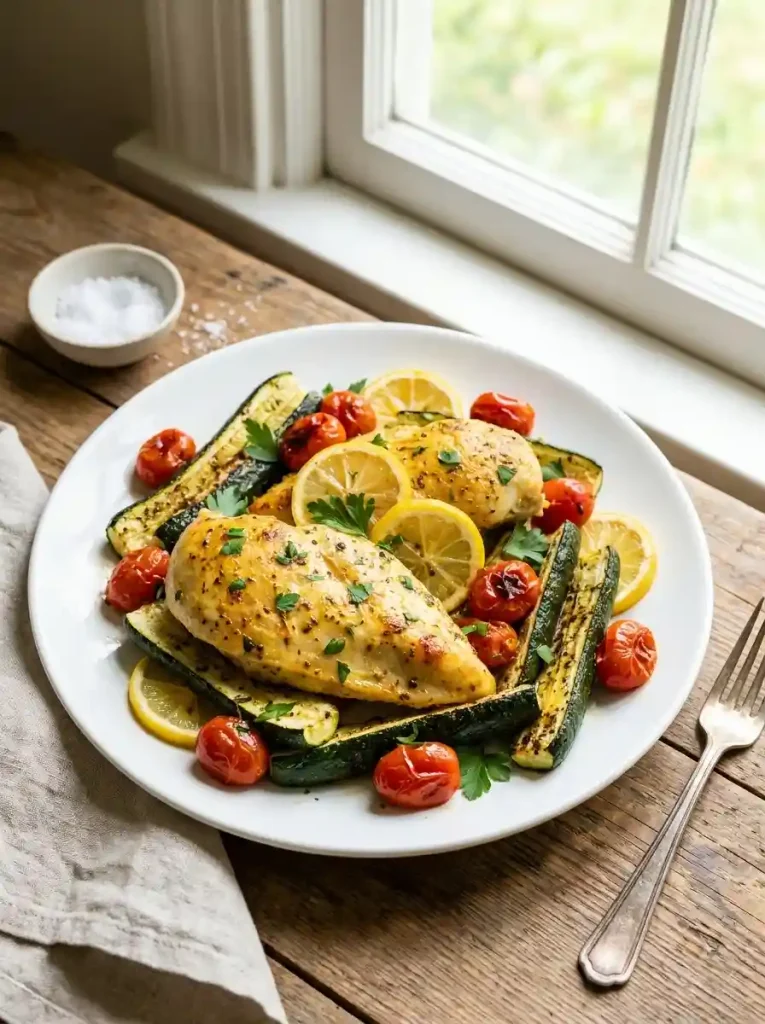 6. Lemon Herb Chicken with Roasted Zucchini