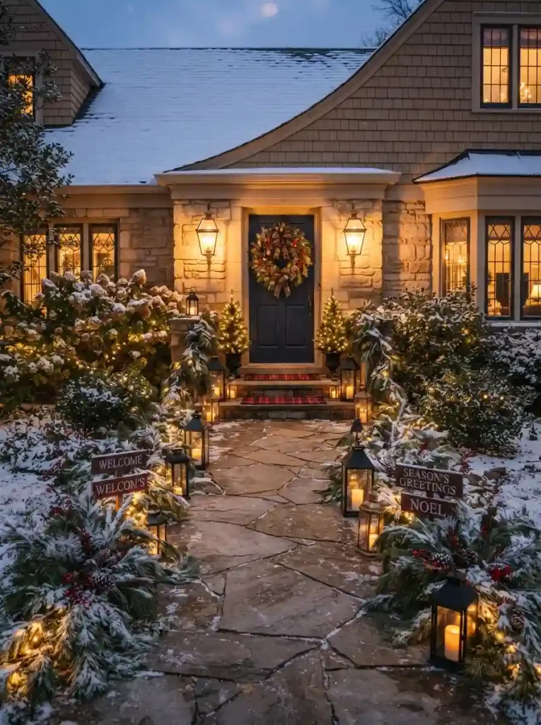 7. Cozy Christmas Lantern Path