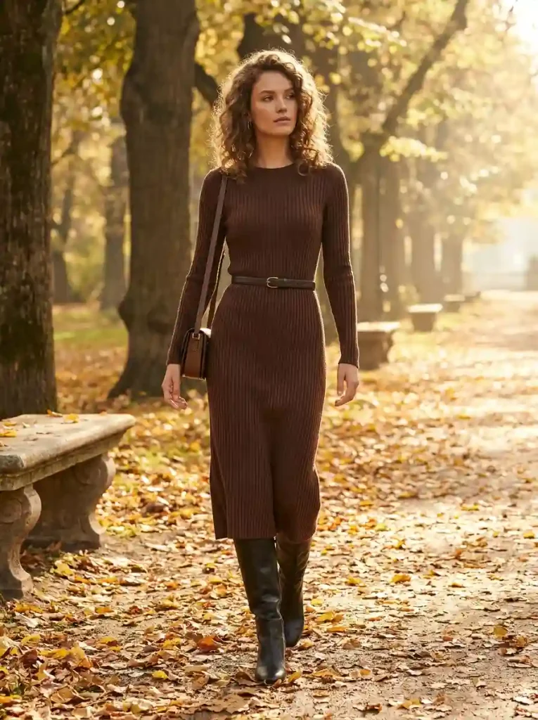 7. Polished Ribbed Knit Dress