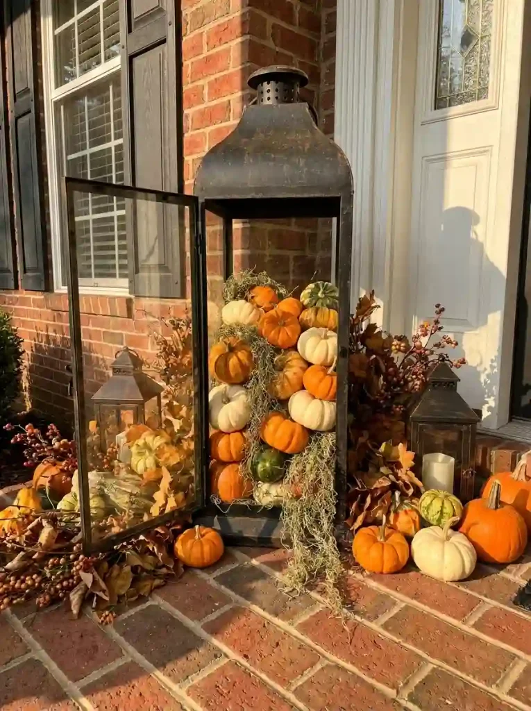 7. Pumpkin-Filled Lantern Display