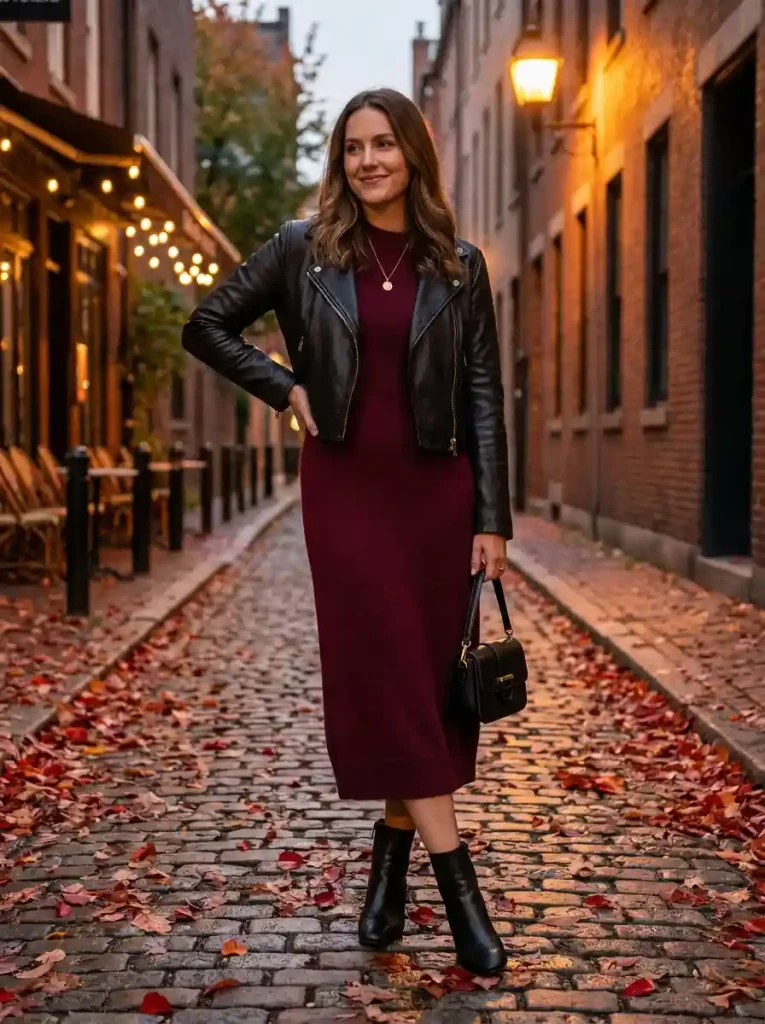 7. The Burgundy Midi Dress