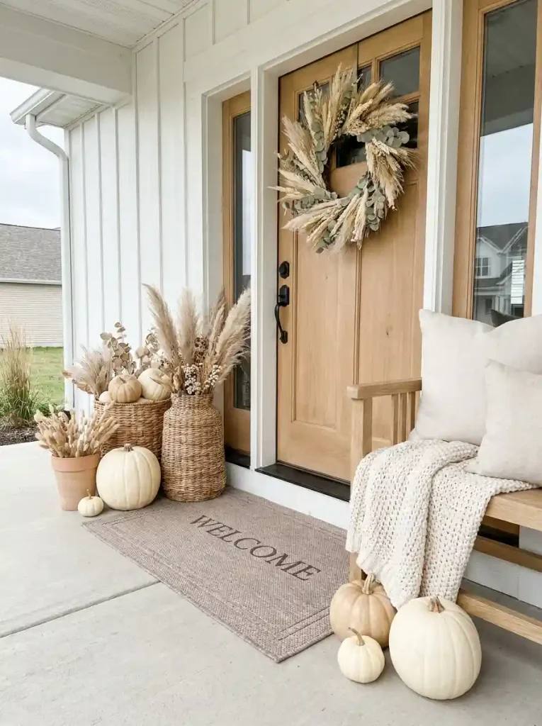 8. Create a Soft Neutral Fall Porch